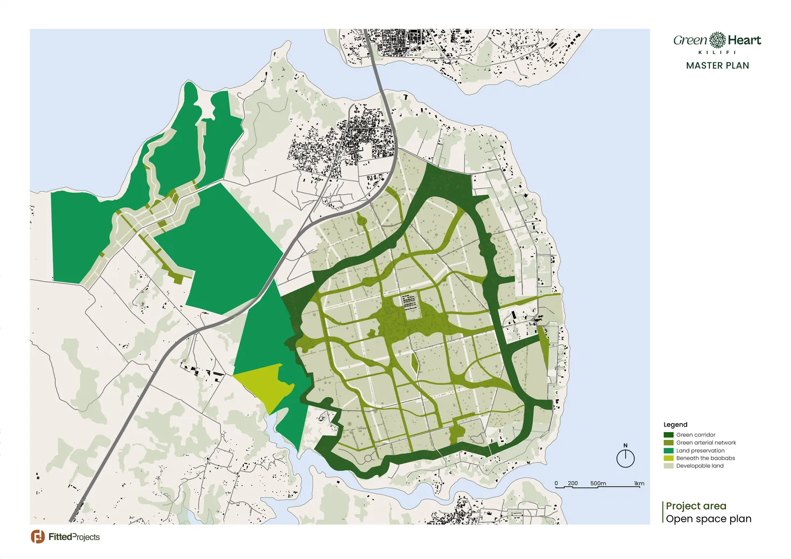 Full-site open space plan for the long-term Green Heart City vision